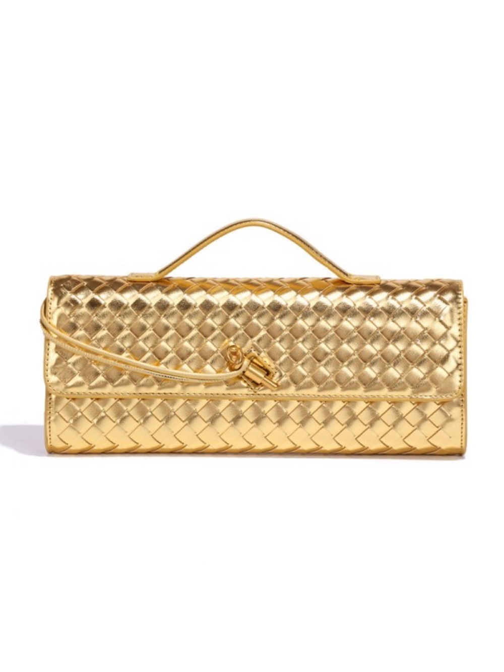 Gold Woven Evening Clutch Crossbody Bag